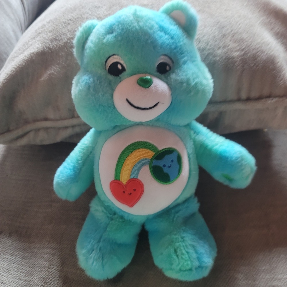 Care Bears I Care Bear Aqua Blue Plush Unlock the Magic Basic Fun Earth Rainbow